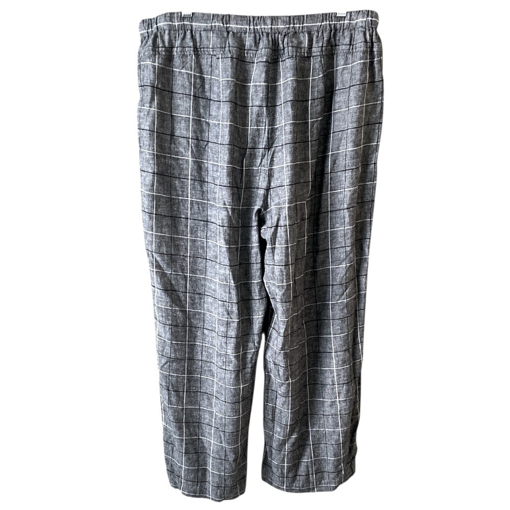 Zac & Rachel Women’s 1X Linen Blend Coastal Gray Plaid Wide Leg Pants - Picture 2 of 4